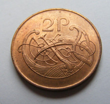 Ireland 1971 Two Pence Coin Old Ireland 2p High Grade With Mint Luster