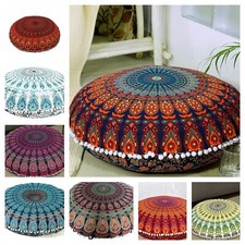 22" 32" Mandala Cushions Cover Soft Round Floor Cushion Indian Cotton Pillowcase