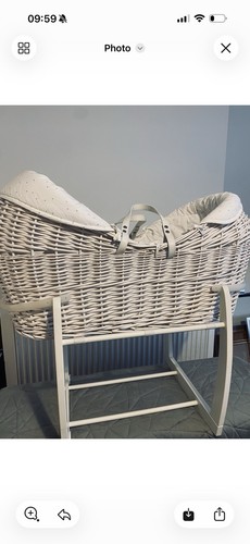 White wicker moses - white, basket