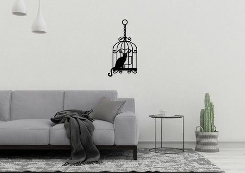 Cat bird cage animal funny - in,