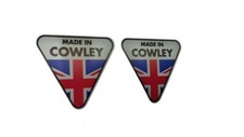 2 x Small Cowley Silver Sticker- Morris Minor Oxford Marina Sprite Midget Sprite