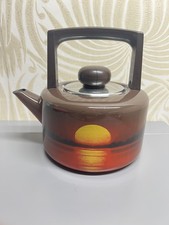 VINTAGE ASTA FISSLER ENAMEL KETTLE AMAZING SUNSET PATTERN MADE IN WEST GERMANY