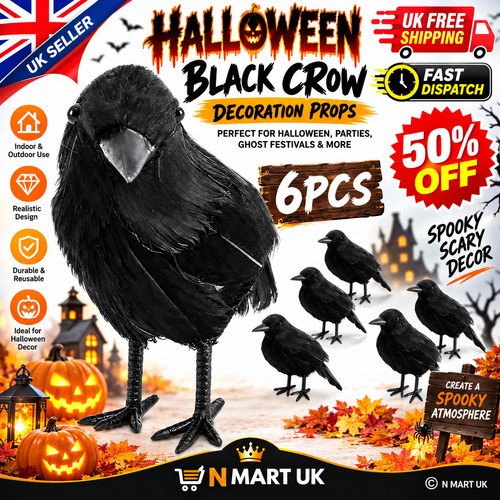 Lifelike halloween black crow - black,