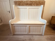 Hand Crafted Pine Monks Bench Storage Seat Rustic Farmhouse Hallway Furniture