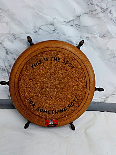 Vintage ships wheel wood cork - vintage, wood/cork