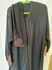Beautiful Black Abaya with Gold Trim - XXL / c60 Inches Long