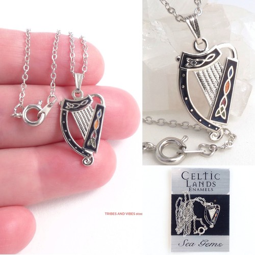 Irish harp pendant necklace - harp,