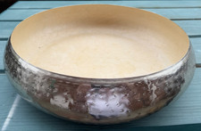 Large  Metal  bowl  with ext polished metal finish int painted - 36cm diameter.