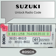 Unlock Radio Code for SUZUKI IGNIS JUSTY BOSCH Radio Security Pin Code