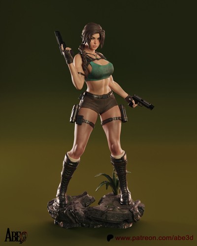 Lara croft sculpture resin - 3d,