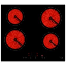 HYE Built In 4 Zone Electric Hob Ceramic Hob with Black Glass Touch Control