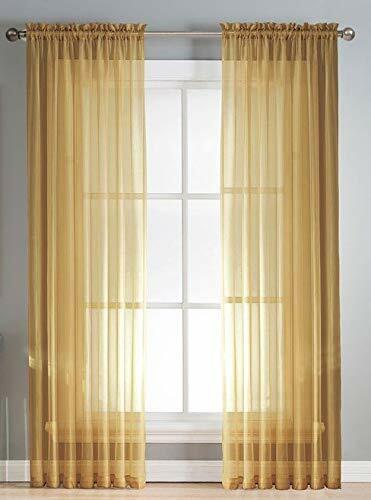 Mustard gold voile curtain - gold,