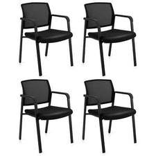 COSTWAY 4Pcs Meeting Waiting Room Office Chairs Stackable Office Mesh Chairs