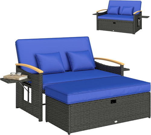 Double garden rattan daybed - garden,