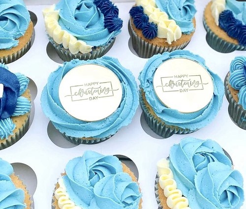 Christening cupcake discs - cupcake,