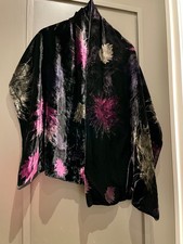 Georgina Von Etzdorf  Large Double-Sided Velvet Scarf / Wrap / Stole Black 