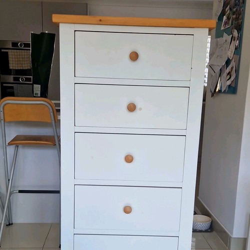 White medium wood 6 drawer - &,
