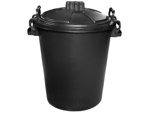 50l plastic black bin - 50l, lid
