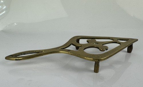 Antique solid brass trivet - antique,