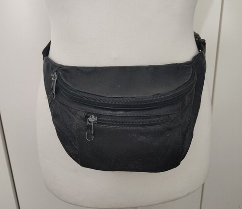 Vintage bum bag black leather - bum,