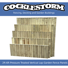 2ft-6ft High x 6ft Wide Pressure Treated Vertical Lap Garden Fence Panels