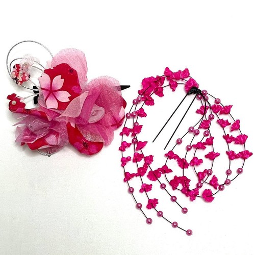 Pink hair ornament corsage for