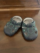 Pediped Originals Martin sandals in navy and green leather Size 0-6 Months