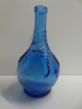 BALL & CLAW BITTERS ART GLASS VINTAGE BLUE GENIE BOTTLE DECANTER ST LOUIS INDIAN