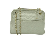 Auth YYY76 Chanel Vstitch double chain shoulder bag missing seal from Japan