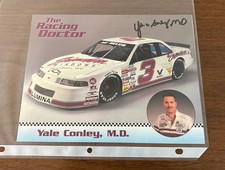 Nice Yale Conley Jr MD #3 ASA Driver Signed 6x9" Hero Card, +plus 1
