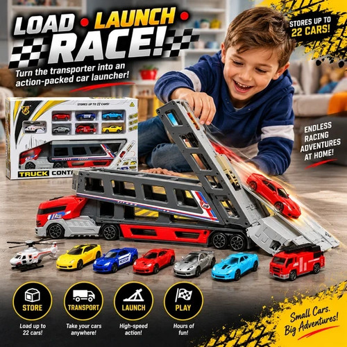 Toy car transporter truck - car,