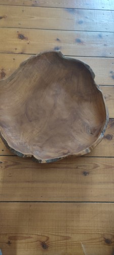 Large hand carved wooden bowl - large,