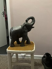 Large Wooden Elephant, Brown/black 36 X 36 Cms From Furthest Point To fp