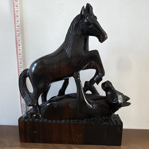 Carved wooden horse ornament - wooden,