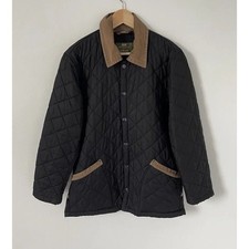 Schott NYC Quilted Jacket Coat Button Up Black Size Small/Medium