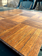 Vintage Oak Wood 5-Finger Parquet Flooring Tiles Lot of Four 12x12in Tiles 