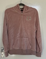 Woman Lipsy Pink velour Tracksuit zip-through hoodie And Jogger Trousers Size 18