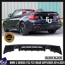 FOR BMW 2 SERIES F22 F23 REAR DIFFUSER M235i M240i LOOK GLOSS BLACK 2014-2021
