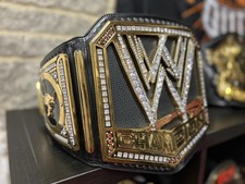 Official RESTONED WWE 2013 Scratch Logo Replica Title Belt w/Rock Side Plates