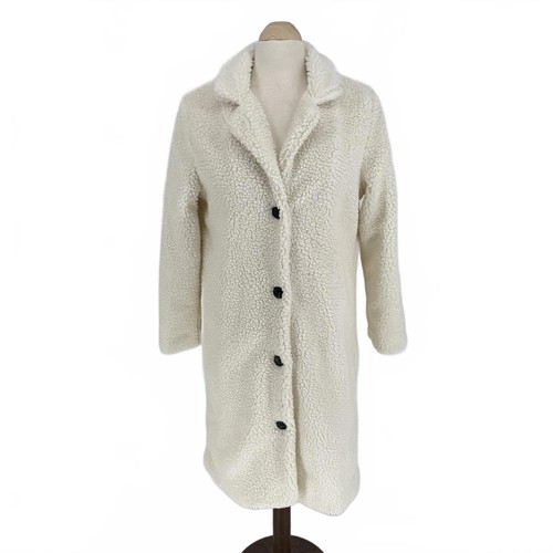 Faux shearling long coat cream - shearling,