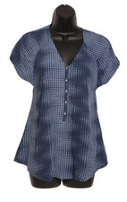 Designer Selected Femme Blue Swing Blouse Tunic Rocket Top Size 10 EUR 38 Retro