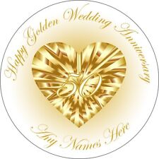 50th Golden Wedding Anniversary Personalised Cake Toppers Edible Icing Wafer