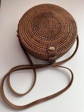 Round Woven Rattan Crossbody