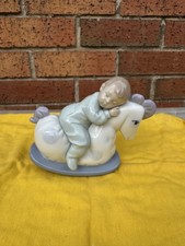 NAO BY LLADRO ROCK ME TO SLEEP BOY FIGURINE #1476 ROCKING HORSE