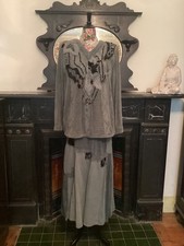 Ann Balon Italian Lace Detail 2 Piece Outfit Size 14/16 Muted Grey Blue