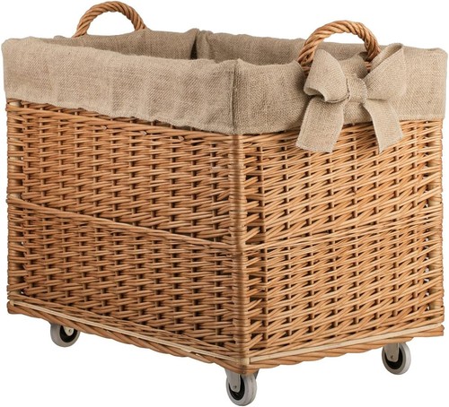 Rustic wicker log basket - wicker,