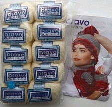 10x50g BRAVO Cream Mesh Web ruffle trim & scarf knitting yarn + instructions