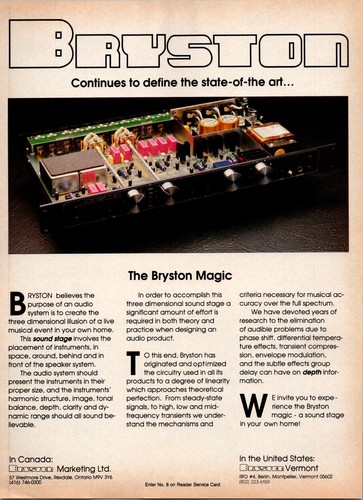 1988 bryston print - bryston, ad
