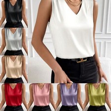 Womens Work Sleeveless Satin