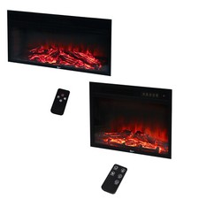 Wall/Inset Fake Firewood Electric Fireplace Insert Heater 30" 34" LED Fire Flame